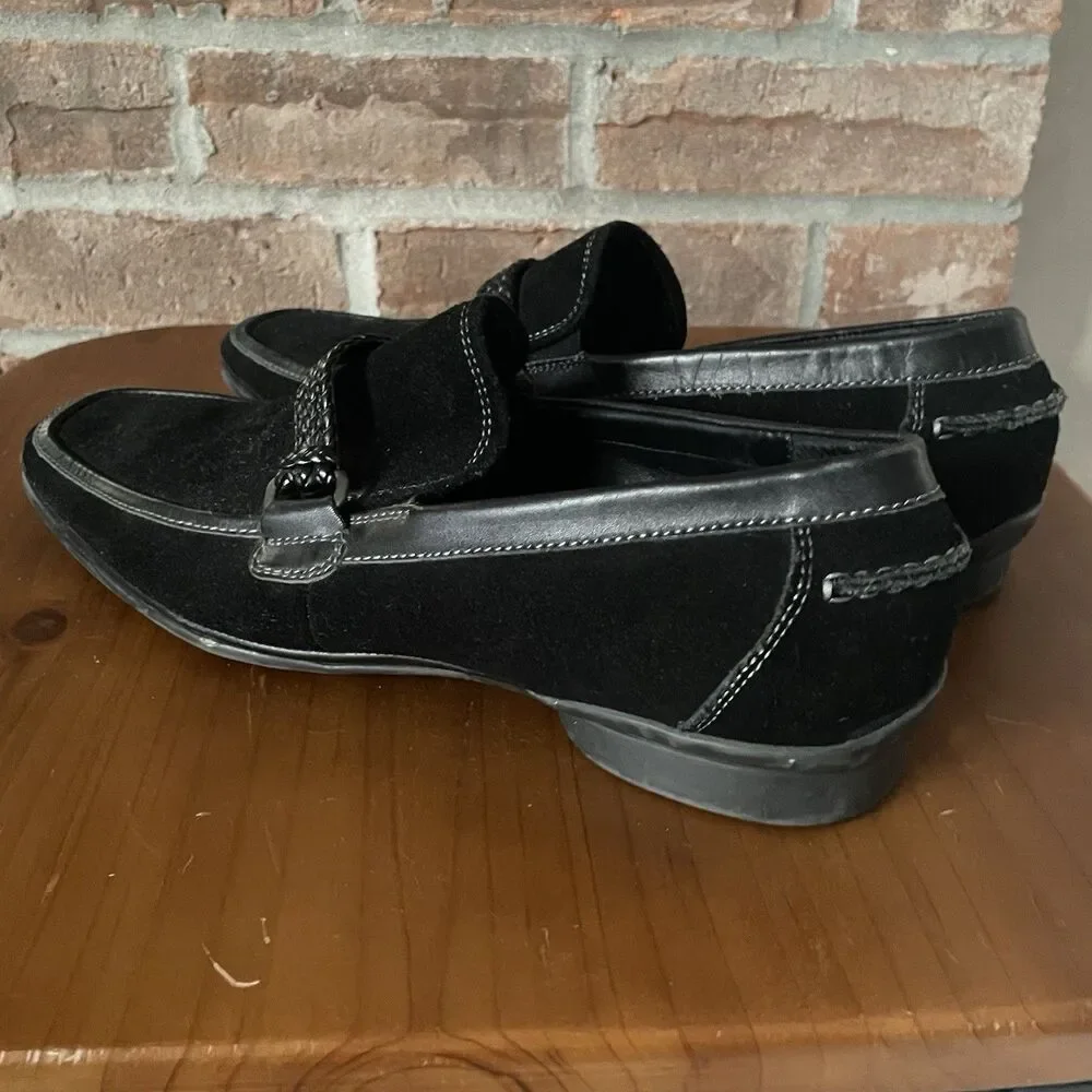 Kenneth Cole Big Band Suede Loafers Men's 7.5M Black Slip On Dress Shoes